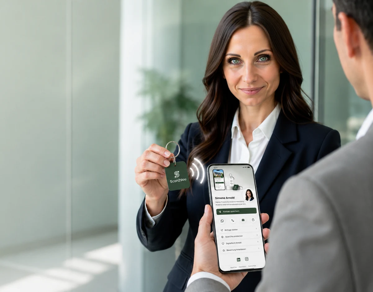 Smartphone mit NFC-Schlüsselanhänger